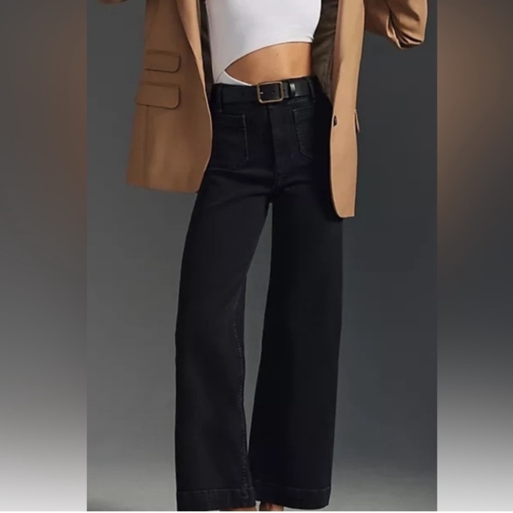 Anthropologie Pilcro The Skipper High Rise Cropped Vintage Black Denim Jeans - Picture 4 of 16